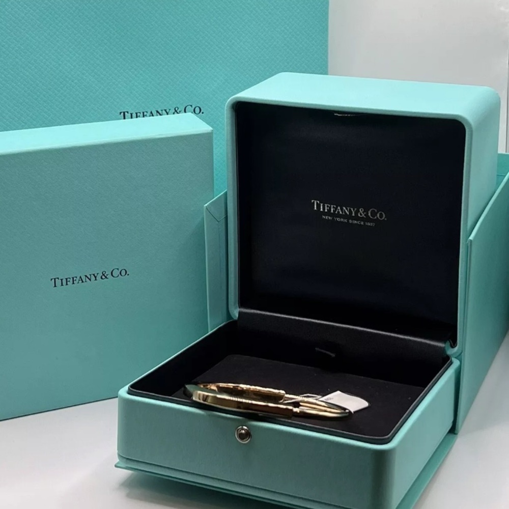 Tiffany Rose Gold 18k Lock Bangle Bracelet Jewelry Cuff Hardware Sz L